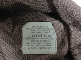 Trui - Sweater High Neck bruin wol - US Army - maat XS t/m Medium - origineel