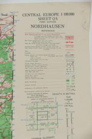 WW2 British War Office map 1944 Central Europe Nordhausen (met locatie concentratiekamp) - 88 x 63,5 cm - origineel