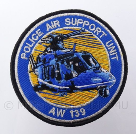 Nederlandse Politie Police Air Support Unit AW 139 embleem -  met klittenband - diameter 9 cm