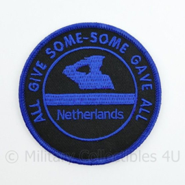 Police Netherlands All Give Some - Some give All embleem - met klittenband  - 9 cm. diameter