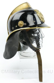 Vintage Brandweer helm met koperen insigne en kam - origineel
