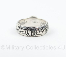 WO2 Duitse Waffen SS Totenkopf ring - 925 Sterling zilver - size 8 t/m 11 - replica