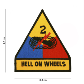 Embleem 2nd Armored Division Hell on Wheels - 9,5 x 8,8 cm.