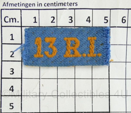 MVO straatnaam paar 13 RI 13e Regiment Infanterie- 5 x 2 cm - origineel