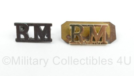 Britse RM Royal Marines Dress uniform collar insignia set - origineel