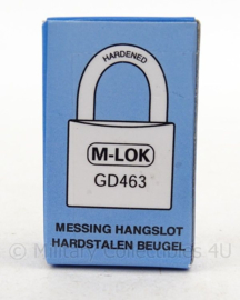 Nederlands Leger hangslot M lok GD 463 - messing - met 2 sleutels - nieuw in de verpakking - 7 x 4 cm - origineel