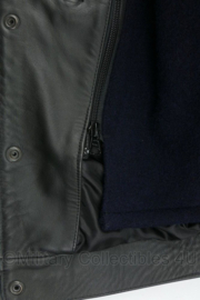 Handmade topkwaliteit lederen jas met bontkraag - fabrikant Top Skin Breda - maat 60 = 3XL - nieuw - origineel