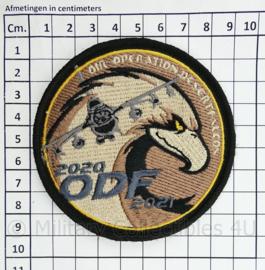 BAF Belgian Air Force en Klu Luchtmacht OIR Operation Desert Falcon ODF 2020-2021 embleem  met klittenband- 9 cm. diameter