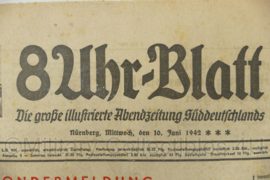 WO2 Duitse krant 8 Uhr Blatt 10 juni 1942 - 47 x 32 cm - origineel