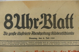 WO2 Duitse krant 8 Uhr Blatt 8 juli 1944 - 47 x 32 cm - origineel