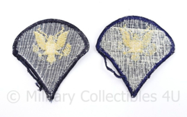US Army Rank patch pair - Specialist - geel op donkerblauw - 8 x 7,5 cm - origineel