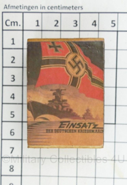 WO2 Duits luciferdoosje van echt hout - Einsatz der Deutschen Kriegsmarine - 6 x 4 cm