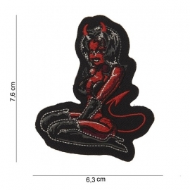 Embleem Lady Devil - 6,3 x 7,6 cm. - Zwart/Rood