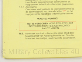 KL Nederlandse leger MUNITIE instructiekaart veiligheidsregels boekje - IK2-25 - origineel