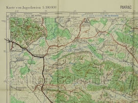 Duitse stafkaart Jugoslawien Pakrac Blatt 43 Sonderausgabe Nur für den Dienstgebrauch Joegoslavie  - 64,5 x 50 cm. schaal 1:100000 - origineel 1932