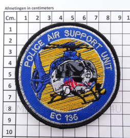 Nederlandse Politie Air Support Unit "EC 135" embleem -  met klittenband - diameter 9 cm