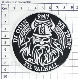 In Odin We Trust Til Valhall embleem - met klittenband - diameter 9 cm