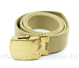 Wo2 US Officer broekriem khaki  met goudkleurig slot - 100 x 3,5 cm - origineel