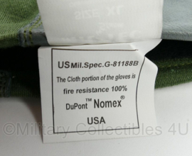 US Army model piloten vliegerhandschoenen Nomex Leder groen/grijs - maat Small of Extra Large - nieuw gemaakt