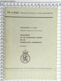 Voorschrift Reglement op de Inwendige Dienst bij de Koninklijke Landmacht nr. VS 2-1500 - jaren 60/70 - afmeting 15 x 21 cm - origineel