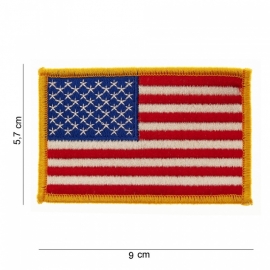 Uniform landsvlag USA - gele rand - groot - 9 x 5,7 cm.