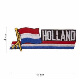 Uniform landsvlag Nederland wapperende vlag voor uniform - met tekst "Holland" - 11 x 4 cm.