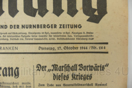 WO2 Duitse krant Frankische Tageszeitung nr. 244 17 oktober 1944 - 47 x 32 cm - origineel
