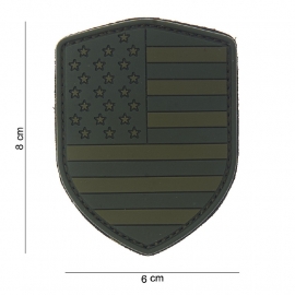 Uniform landsvlag USA embleem 3D PVC schild - klittenband - 8 x 6 cm - Groen