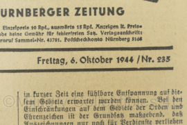 WO2 Duitse krant Frankische Tageszeitung nr. 235 6 oktober 1944 - 47 x 32 cm - origineel