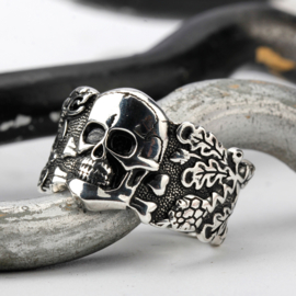 Doodskop ring breed model - 925 sterling zilver ! - size 8, 9 of 10