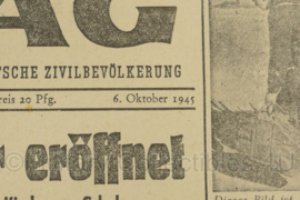 WO2 Duitse krant Bayerischer Tag 6 oktober 1945 Schulen eroffnet - 47 x 32 cm - origineel