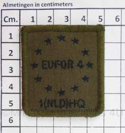Defensie EUFOR 4 1(NLD)HQ European Union Force 4 borstembleem - met klittenband - 5 x 5 cm - origineel