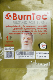 Burntec Hydrogel dressing face mask - first aid for burning - tht 5-2025 - 30 x 40 cm - nieuw - origineel