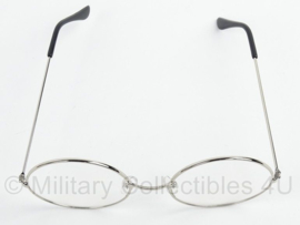 Antieke bril, ZILVER frame met ronde glazen met helder glas (niet op sterkte) - nieuw gemaakt
