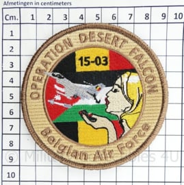 BAF Belgian Air Force Operation Desert Falcon ODF 15-03 embleem  met klittenband- 9 cm. diameter
