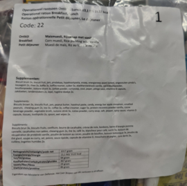 1  zak Nederlandse leger rantsoen Operationeel Rantsoen Ontbijt en Lunch met Supplementen +/- 3100 kcal - Best Before Februari 2025