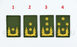 1 set van 4 stuks KL Nederlandse leger rangemblemen met klittenband GROEN - generaals - 5 x 8 cm
