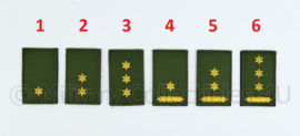 1 set van 6 stuks KL Nederlandse leger rangemblemen  met klittenband GROEN - officieren - 5 x 8 cm