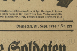 WO2 Duitse krant Tageszeitung nr. 221 21 september 1943 - 47 x 23 cm - origineel