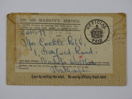 WO2 Britse officiele Feldpost envelop On Her Majesty's service 1945 - origineel
