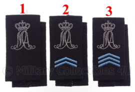 KLU Luchtmacht MA Militaire Academie schouderstukken - zilveren letters - verschillende rangen - origineel