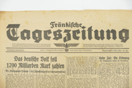 WO2 Duitse krant Frankische Tageszeitung nr. 28 3 februari 1944 - 47 x 32 cm - origineel