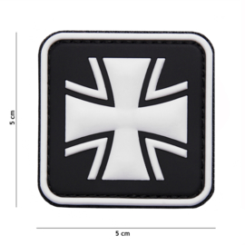 Embleem 3D PVC WW2 german Cross Black/White - 5 x 5 cm.