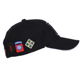 Baseball cap - black - D day uitvoering - met patches van alle divisies