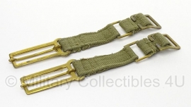 2 stuks Britse leger WO2 model koppelstukken - webbing - groen/ messing - origineel