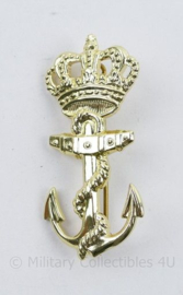 Korps Mariniers Koninklijke Marine Embleem uniformpet anker KM goudkleurig - 6 x 3 cm - origineel