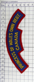 Canadese leger Princess of Wales Own Regiment Canada shoulder title - 16 x 5 cm - origineel