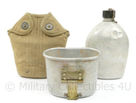 WO2 US veldfles set aluminium beker en fles 1943 - origineel