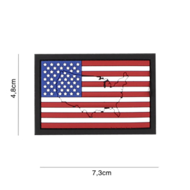 Amerikaanse vlag met contour embleem PVC - 7,3 x 4,8 cm