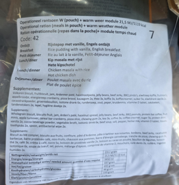 1 zak Nederlandse leger 24uurs rantsoenen Maaltijd zak 24 Hour Operationeel Rantsoen W(Pouch) + Warm Weer module   +/- 5100 kcal - Best Before December 2026